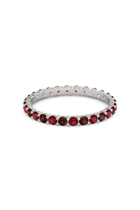 2mm Round Shape Ruby & Garnet 925 Sterling Silver Full Eternity Valentines Day Gift Ring
