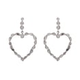 thumbnail image 1 of Mooneye 3.00 Ctw Natural Diamond Polki Open Heart Dangles 925 Sterling Silver Women Wedding Earrings, 1 of 4
