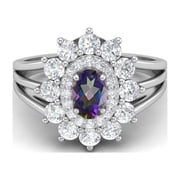 Mooneye 4.03 Ctw Oval Mystic Topaz 925 Sterling Silver Solitaire Women's Mother's Day Gift Ring