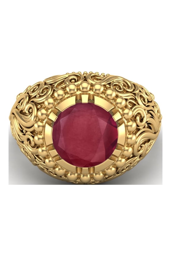 4.5 CT Round Shape Ruby 925 Sterling Silver Gold Vermeil Solitaire Women Cocktail Gifts Ring