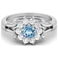 thumbnail image 1 of Mooneye 4.5mm Round Shape Blue Topaz 925 Sterling Silver Cluster Women Mother's Day Gift Ring, 1 of 4
