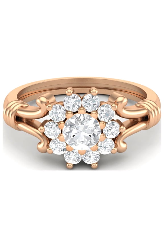 4.5mm Round Shape Moissanite 925 Sterling Silver Rose Vermeil Cluster Women Gifts Ring