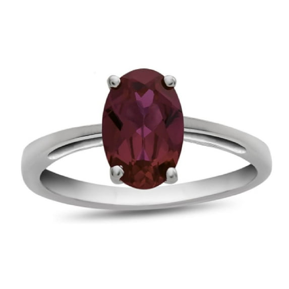 Mooneye 4-Prong Set 925 Sterling Silver Oval Red Ruby Gemstone Solitaire Women Gifts Stacking Ring