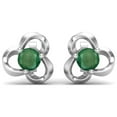 thumbnail image 1 of Mooneye 4 mm Round Emerald 925 Sterling Silver Prong Set Women Stud Mother's Day Gift Earrings, 1 of 4