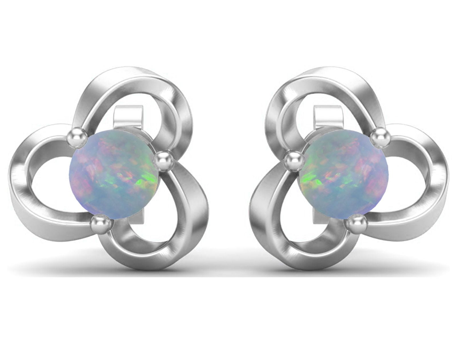 Pair of 925 Sterling Silver Opal Prong Earrings Pair of 925 Sterling Silver Opal Prong Earrings