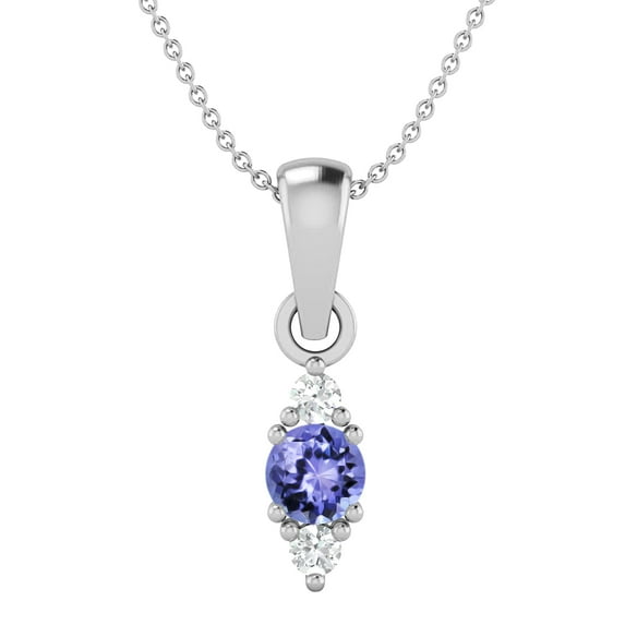 Mooneye 4mm Round Natural Tanzanite 925 Sterling Silver Classic Delicate Women Valentines Day Gifts Necklace
