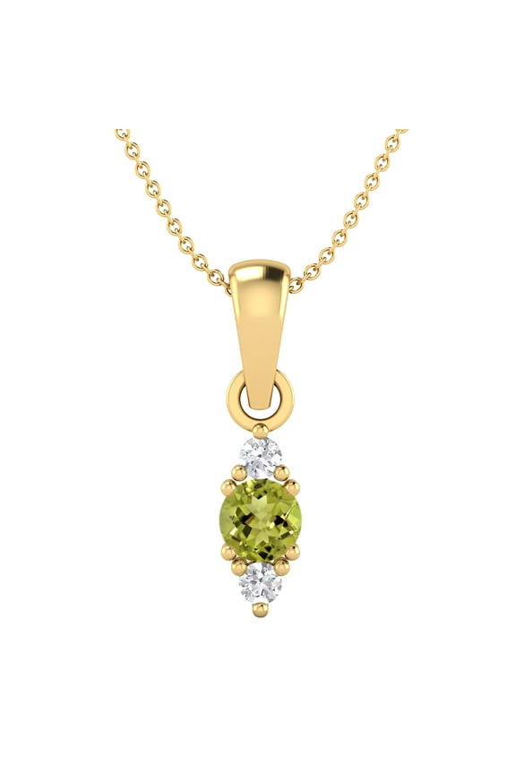 4mm Round Peridot 925 Sterling Silver Gold Vermeil Delicate Women Gifts Pendant Necklace