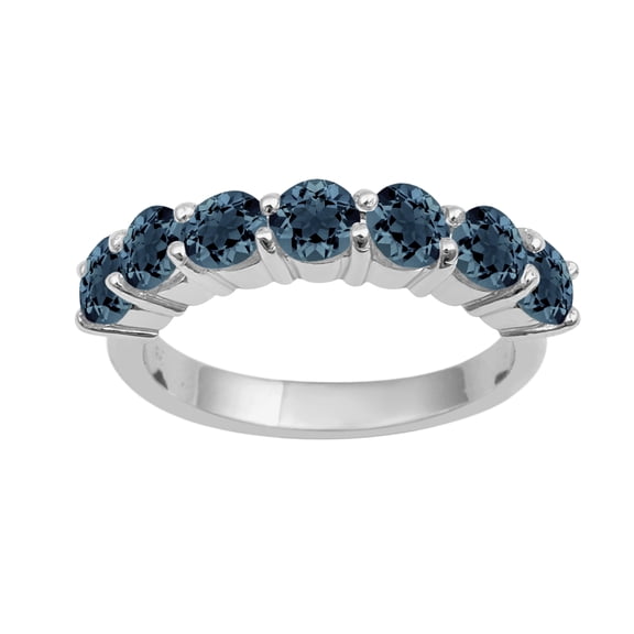 Mooneye 4mm Round Teal Blue Gemstone 925 Sterling Silver Women Stackable New Year Ring