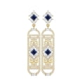 thumbnail image 1 of Mooneye 4mm Square Blue Sapphire Dangle Women Gifts Earrings 925 Sterling Silver Gold Vermeil, 1 of 4