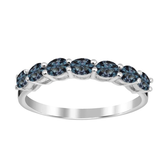 Mooneye 4x3mm Oval Shape Teal Blue Gemstone 925 Sterling Silver Women Stackable Band Ring