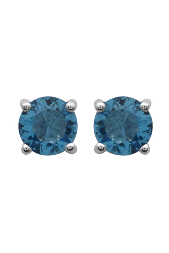 5.00 mm Round London Blue Topaz Color Gemstone Solitaire Stud Earrings 925 Sterling Silver