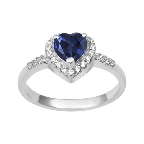 Mooneye 5mm Heart Shape Blue Sapphire 925 Sterling Silver Solitaire Women Graduation Gift Ring