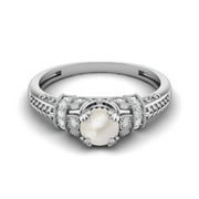 MOONEYE 5 mm Round Shape Pearl 925 Sterling Silver Blossom Design Women Gifts Ring