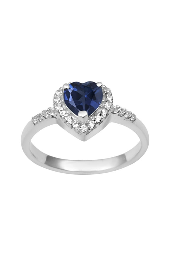 5mm Heart Shape Blue Sapphire 925 Sterling Silver Solitaire Women Graduation Gift Ring