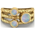 thumbnail image 1 of Mooneye 5mm Round Opal Split Shank Band 925 Sterling Silver Gold Vermeil Trio Stone Women Gifts Ring, 1 of 4