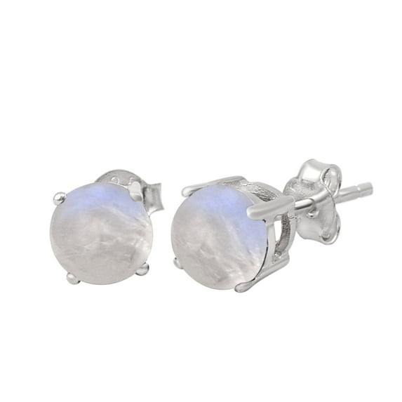 Mooneye 5mm Round Shape Moonstone 925 Sterling Silver Solitaire Women Stud Wedding Gifts Earrings