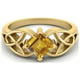 thumbnail image 1 of Mooneye 5mm Square Citrine 925 Sterling Silver Gold Vermeil Celtic Women Valentines Day Gift Ring, 1 of 8