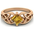 thumbnail image 1 of Mooneye 5mm Square Citrine 925 Sterling Silver Rose Vermeil Celtic Women Graduation Gift Ring, 1 of 6