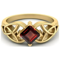 Mooneye 5mm Square Garnet 925 Sterling Silver Gold Vermeil Celtic Women Valentines Day Gifts Ring