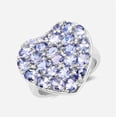thumbnail image 1 of Mooneye 5x3mm Oval Tanzanite 925 Sterling Silver Heart Shape Cluster Valentines Day Gifts Ring, 1 of 3