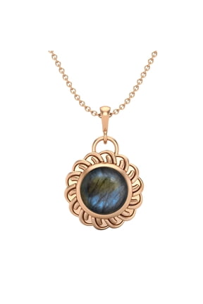 6mm Round Labradorite 925 Silver Rose Vermeil Celtic Knot Women Wedding Gift Necklace
