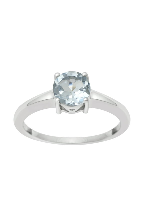 6mm Round Shape Blue Topaz 925 Sterling Silver Women Mother's Day Gift Solitaire Ring