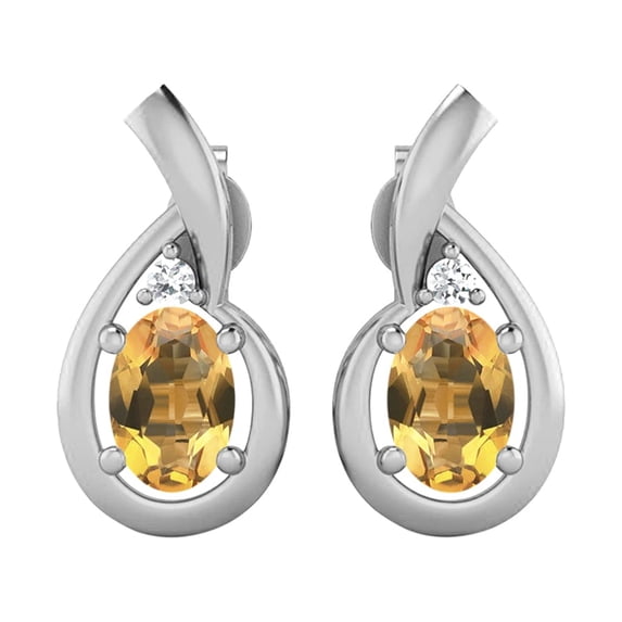 Mooneye 6x4mm Oval Shape Citrine 925 Sterling Silver Teardrop Women Wedding Studs Earrings