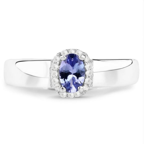 Mooneye 6x4mm Oval Tanzanite Gemstone 925 Sterling Silver Solitaire Mother's Day Gift Ring