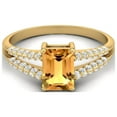 thumbnail image 1 of Mooneye 7X5mm Emerald Cut Citrine 925 Sterling Silver Gold Vermeil Women Valentines Day Gifts Ring, 1 of 4