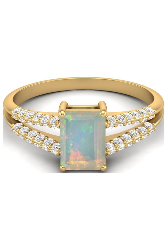7X5mm Opal 925 Sterling Sterling Silver Gold Vermeil Solitaire Women Mother's Day Gift Ring