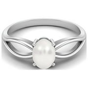 MOONEYE 7X5mm Oval Pearl 925 Sterling Silver Solitaire Celtic Women Valentines Day Gift Ring