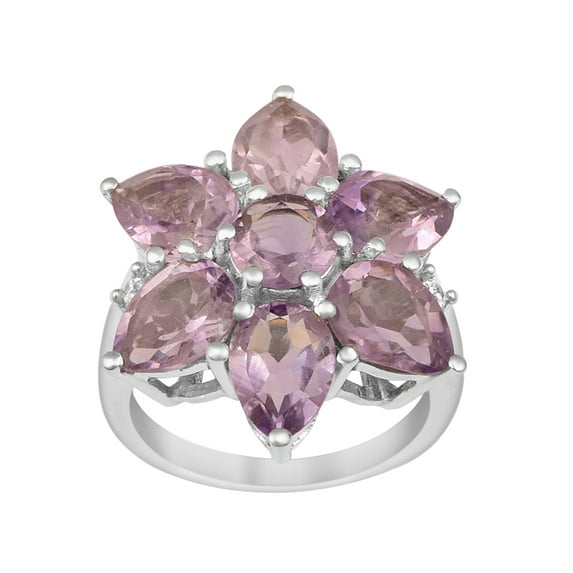 Mooneye 7X5mm Pear Amethyst 925 Sterling Silver Cocktail Floral Mother's Day Gift Ring