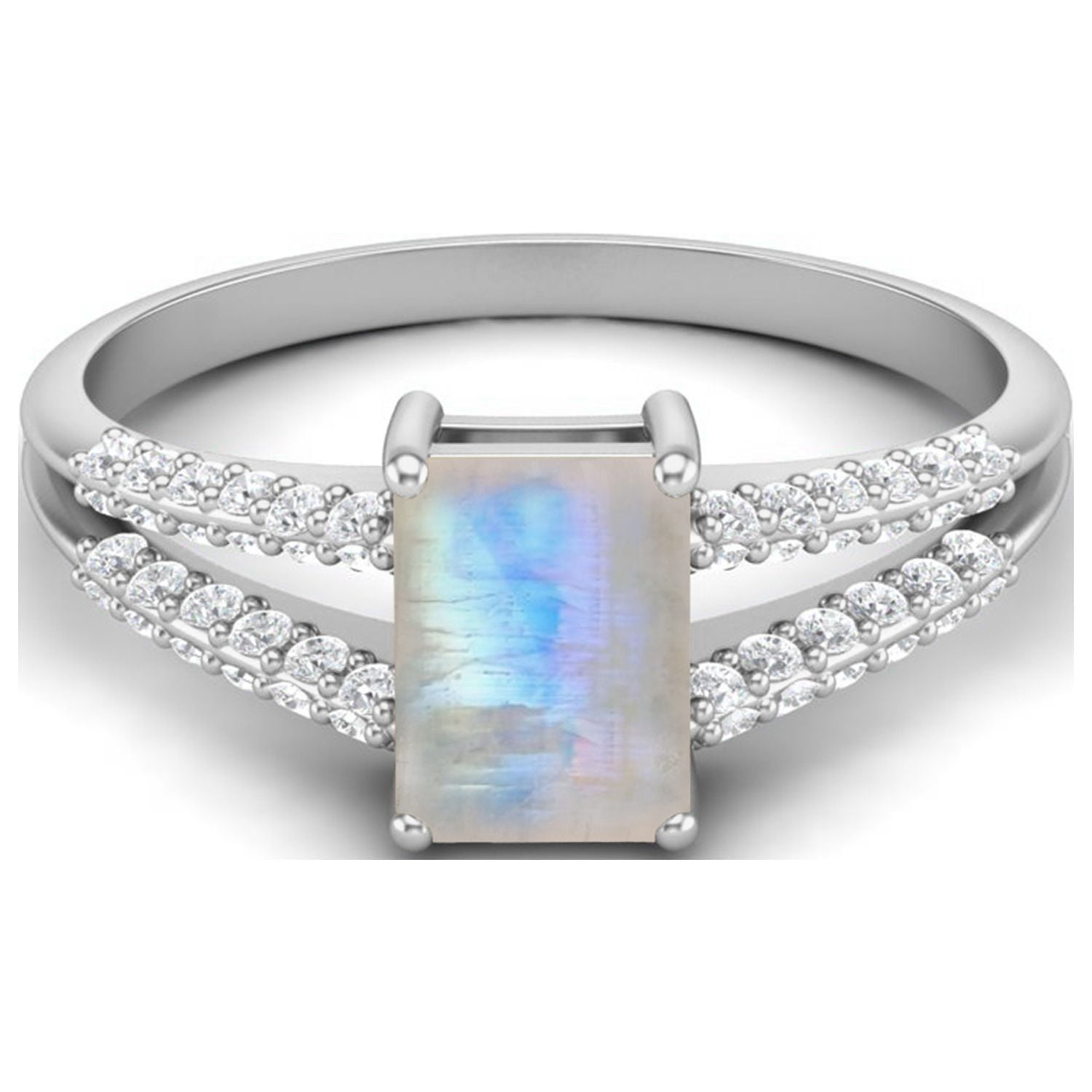 Mooneye 7X5mm Emerald Cut Blue Topaz Gemstone 925 Sterling