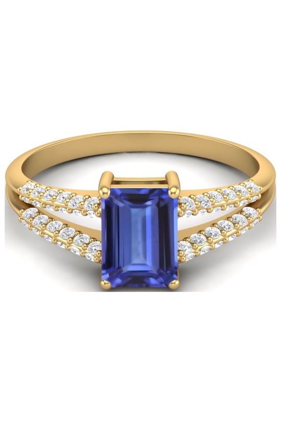 7X5mm Simulated Tanzanite 925 Sterling Silver Gold Vermeil Women Graduation Gift Rings