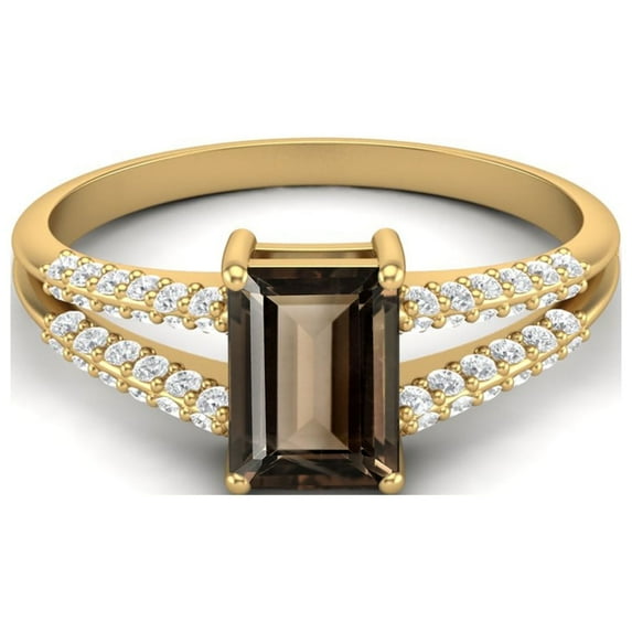 Mooneye 7X5mm Smoky Quartz 925 Sterling Silver Gold Vermeil Women Valentines Day Gift Ring