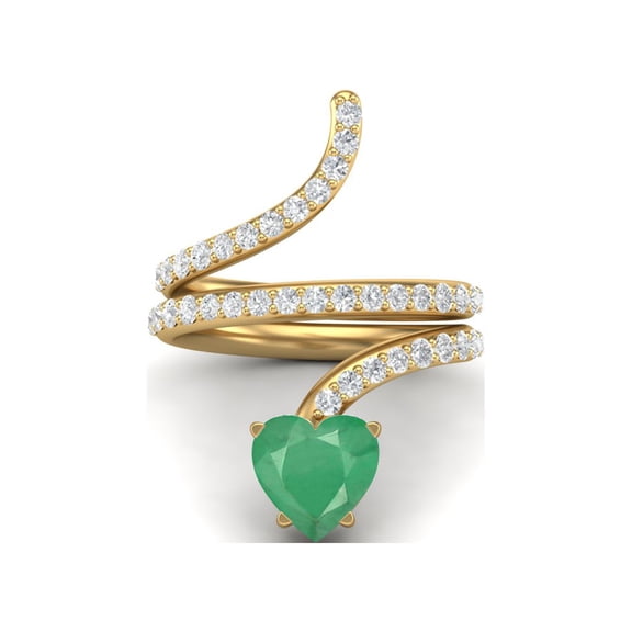 Mooneye 7mm Heart Shape Wrap Bypass Ring Emerald 925 Sterling Silver Gold Vermeil Women Gifts Rings