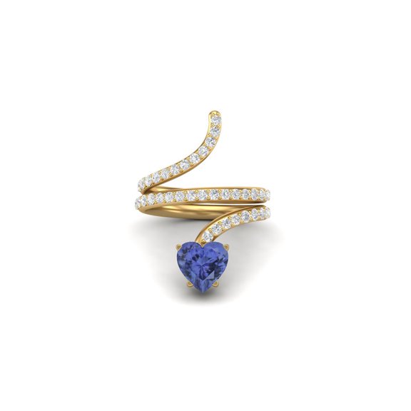 Mooneye 7mm Heart Tanzanite 925 Sterling Silver Gold Vermeil Women Wrap Rings