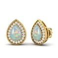 thumbnail image 1 of Mooneye 7x5mm Pear Shape Opal 925 Sterling Silver Gold Vermeil Solitaire Women Wedding Stud Earrings, 1 of 4