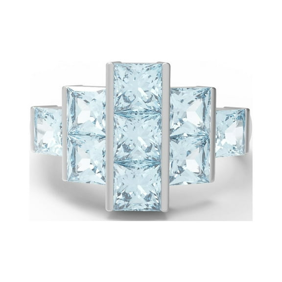 Mooneye 8.55 Ctw Square Blue Topaz 925 Sterling Silver Women Cluster Valentines Day Gift Ring