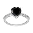 thumbnail image 1 of Mooneye 8 mm Heart Shape Black Spinel 925 Sterling Silver Solitaire Women Valentines Day Gifts Ring, 1 of 2