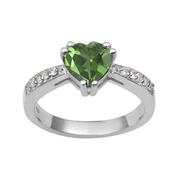 Mooneye 8 mm Peridot 925 Sterling Silver Solitaire Women Valentines Day Gifts Ring