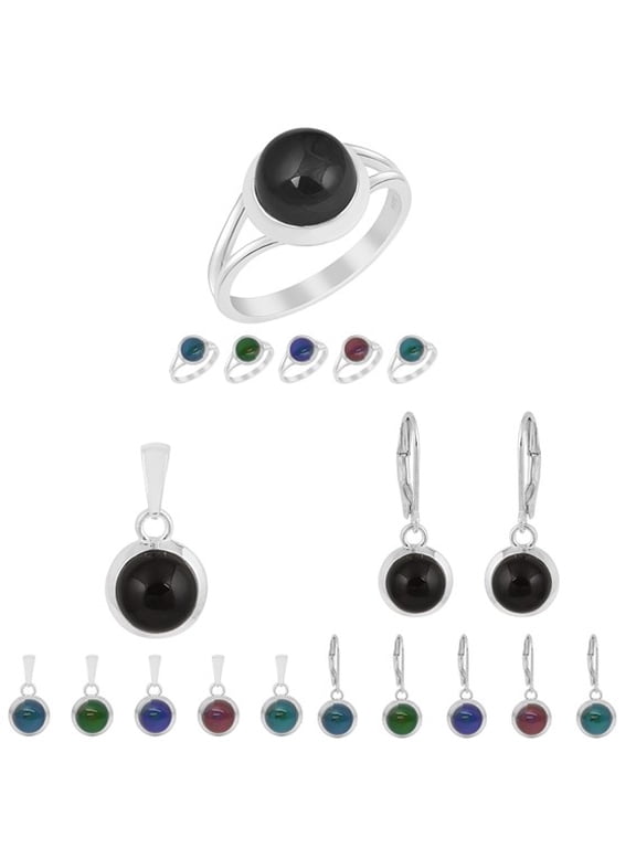9.78 Ctw Round Moodstone 925 Sterling Silver Color Change With Emotions Feel On Finger Ring, Temperature Control Mood Ring Earrings Pendant