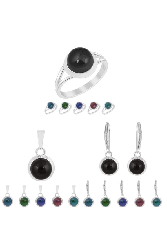 9.78 Ctw Round Moodstone 925 Sterling Silver Color Change With Emotions Feel On Finger Ring, Temperature Control Mood Ring Earrings Pendant