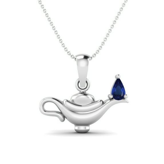 Mooneye 925 Sterling Silver 5x3mm Pear Shape Blue CZ Dainty Aladdin Lamp Women Mother's Day Gift Necklace