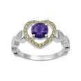 thumbnail image 1 of Mooneye 925 Sterling Silver 6mm Purple Amethyst Women Valentines Day Gifts Ring in Open Heart, 1 of 2