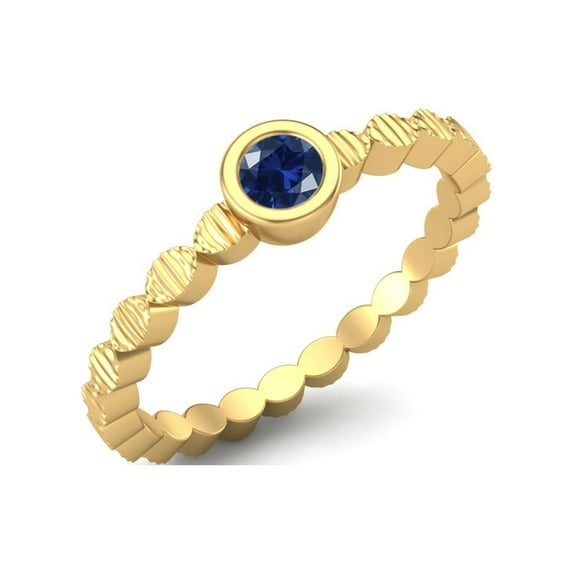 Mooneye 925 Sterling Silver Gold Vermeil 3mm Round Blue CZ Stackable Women Valentines Day Gifts Ring