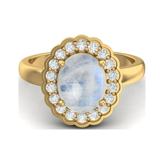 Mooneye 925 Sterling Silver Gold Vermeil 6mm Round Rainbow Solitaire Women Valentines Day Gifts Ring
