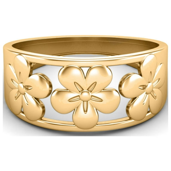 Mooneye 925 Sterling Silver Gold Vermeil Daisy Flower Wide Band Women Gifts Ring