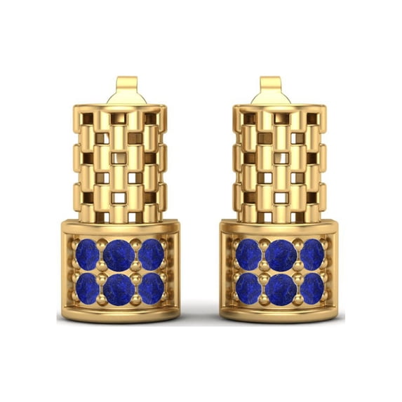 Mooneye 925 Sterling Silver Gold Vermeil Elegance Round Lapis Women Stud Mother's Day Gift Earrings