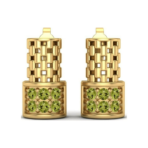 Mooneye 925 Sterling Silver Gold Vermeil Elegance Round Peridot Stud Women Wedding Earrings